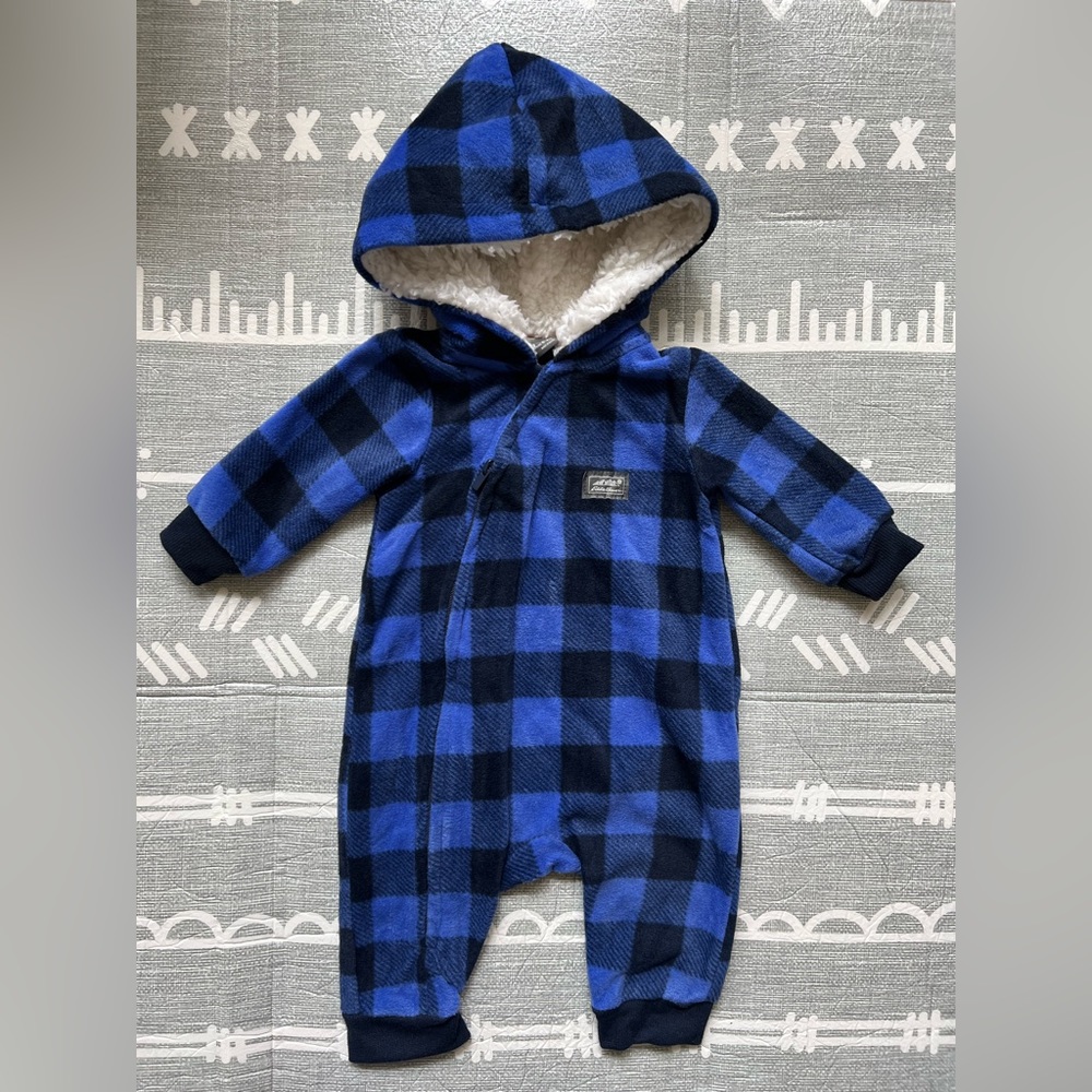 Eddie Bauer Baby Boy Hooded Fleece Coverall- 3M